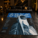 Mystic Blue Gothic Area Rug Contemporary Area Rug Non-Slip Carpet for Bedroom Living Room