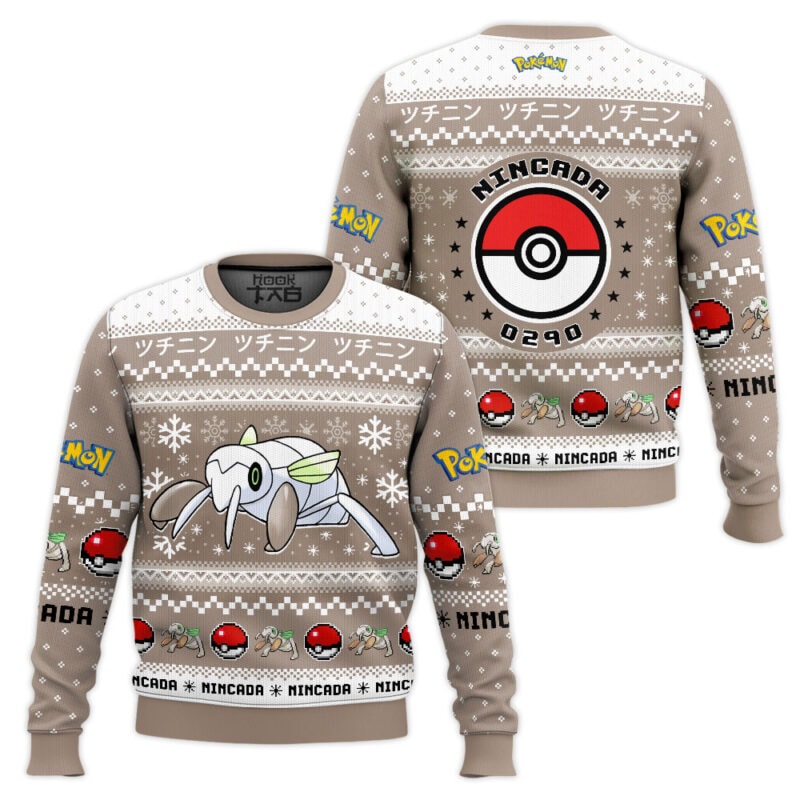Nincada PKM Ugly Christmas Sweater - Bug Ground Type Anime Holiday Sweater
