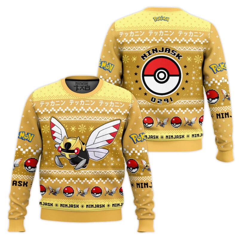 Ninjask PKM Ugly Christmas Sweater - Bug Flying Type Anime Holiday Sweater