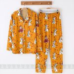 Olaf Fall Autumn Leaf Unisex Satin Pajamas Set, Spooky Season Pajamas , Long Sleeve And Short Styles - Image 4