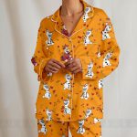 Olaf Fall Autumn Leaf Unisex Satin Pajamas Set, Spooky Season Pajamas , Long Sleeve And Short Styles - Image 5