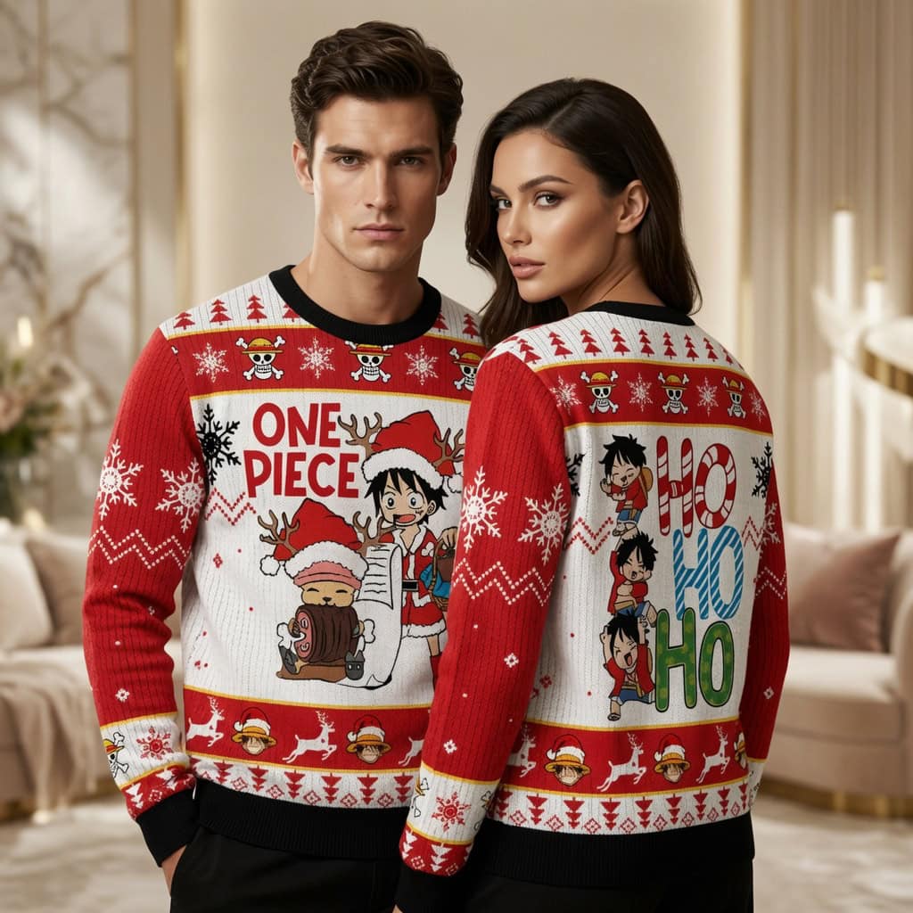 OP Luffy Santa Ho Ho Ho Ugly Christmas Sweater