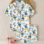 Personalized Donald Satin Pajamas, Custom Name DN Pajama Set, Matching Family PJs