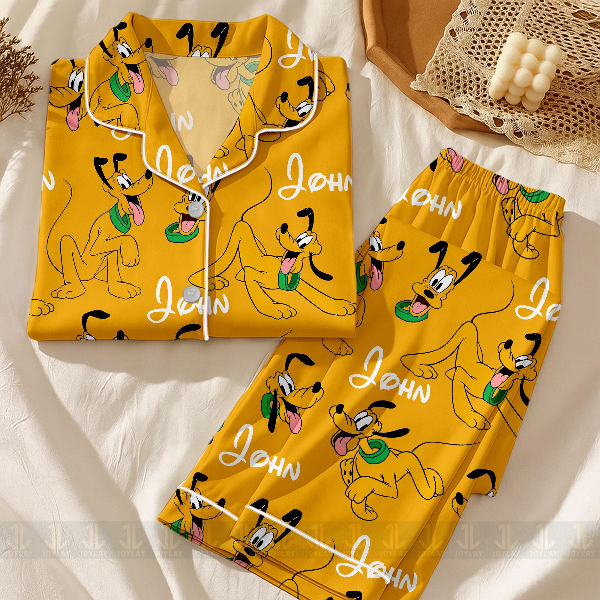 Personalized Pluto Satin Pajamas Set, Kids Sleepwear, ShortLong Styles Personalized Pluto Satin Pajamas Set, Kids Sleepwear, ShortLong Styles - Image 1