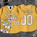 Personalized Tails Kids and Youth Baseball Jersey, SN Character Baseball Jersey, Summer Vacation
