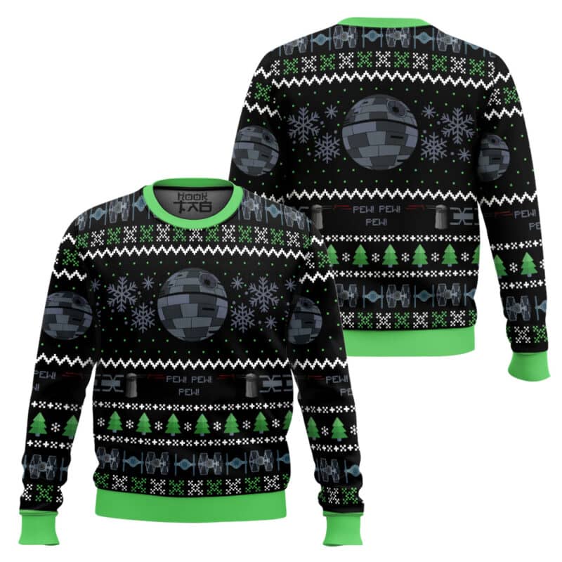 Pixel Space Station Ugly Christmas Sweater, Sci Fi Xmas Sweatshirt