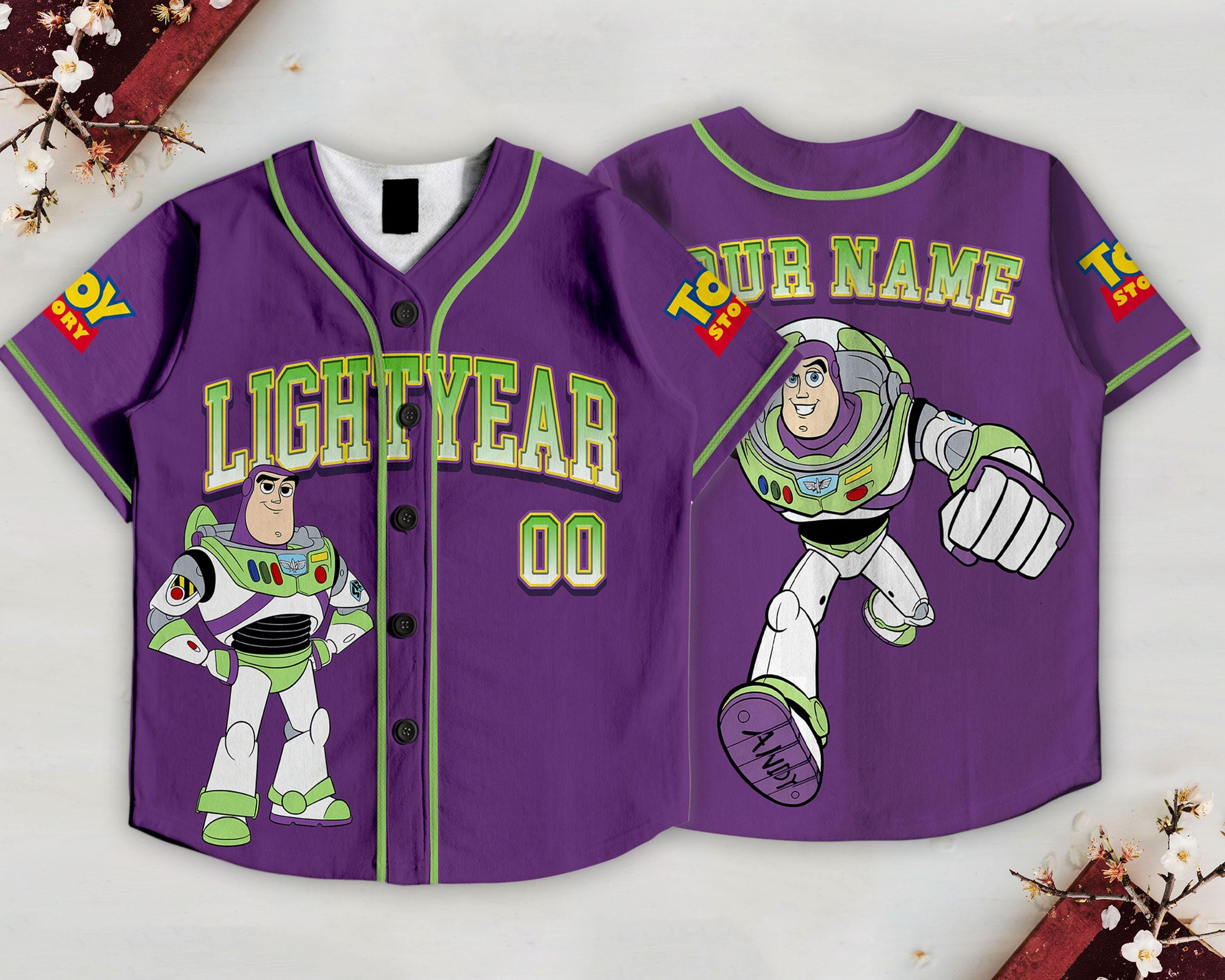 Purple Buzz Lightyear Kids and Youth Baseball Jersey, Aldult Unisex Varsity Baseball Jersey, Summer Vacation Purple Buzz Lightyear Kids and Youth Baseball Jersey, Aldult Unisex Varsity Baseball Jersey, Summer Vacation - Image 1