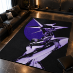 Purple Sci Fi Robot Rug Contemporary Area Rug Non-Slip Carpet for Bedroom Living Room