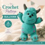 Teal Horned Monster Crochet Pattern PDF, Cute Amigurumi Creature Tutorial, Fantasy Plush Toy Digital Download