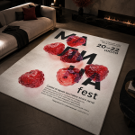 Red Berry Area Rug Washable Area Rug Soft Home Floor Carpet for Modern Interiors
