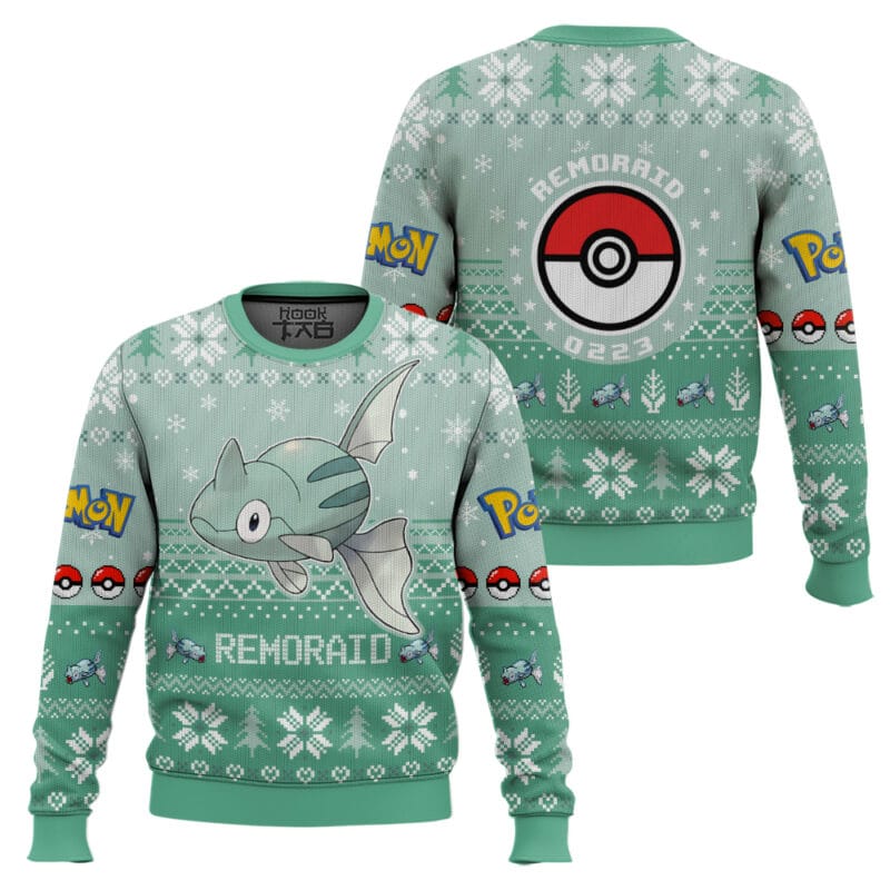 Remoraid pkm Ugly Christmas Sweater - Water Type Anime Holiday Sweater