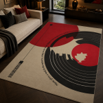 Retro Vinyl Art Area Rug Luxury Area Rug Soft Floor Carpet for Living Room & Bedroom Decor