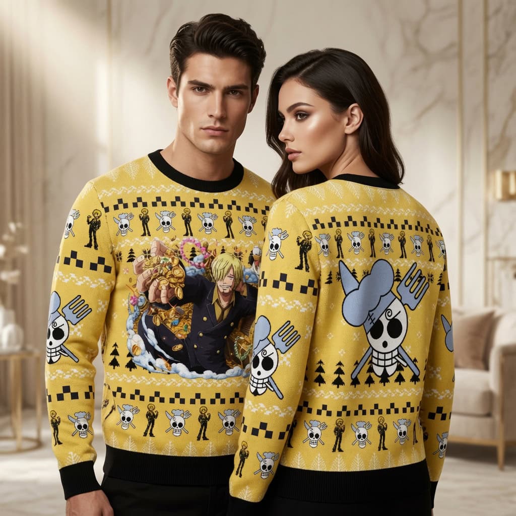 Sanji Chef Hat Yellow Ugly Christmas Sweater