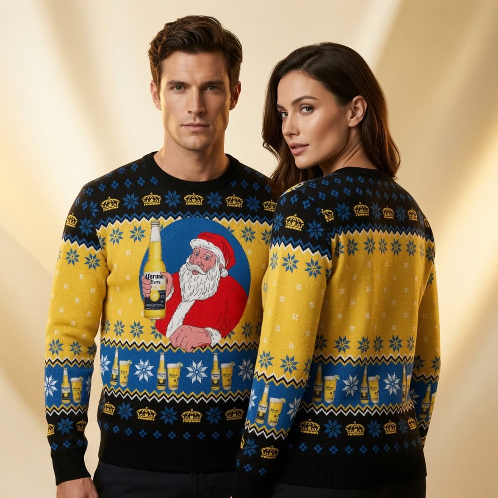 Santa Corona Extra Ugly Christmas Sweater, Funny Beer Lover Xmas Sweatshirt