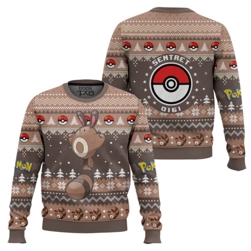 Sentret pkm Ugly Christmas Sweater Watchful Normal Gen 2 All Over Print Knit Jumper