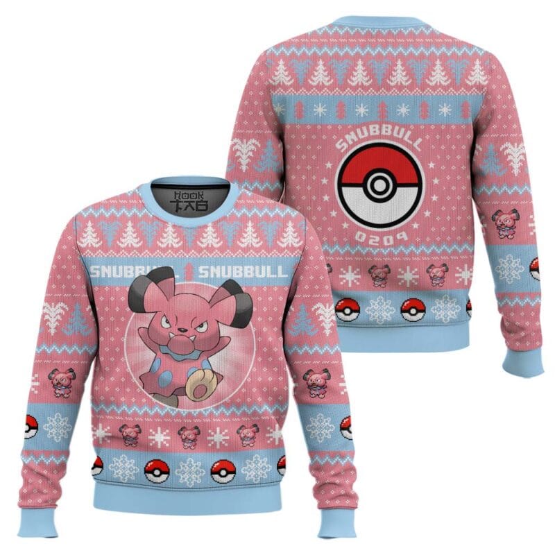 Snubbull PKM Ugly Christmas Sweater - Fairy Type Anime Holiday Sweater