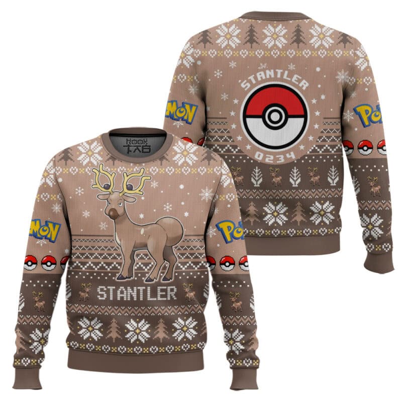 Stantler PKM Ugly Christmas Sweater - Normal Type Anime Holiday Sweater