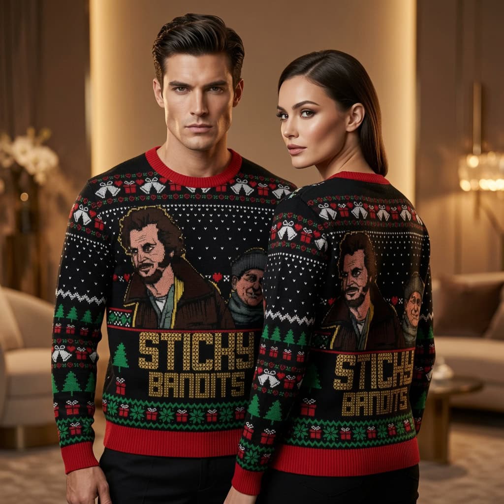 Sticky Bandits Ugly Christmas Sweater, Funny Christmas Movie Sweatshirt Gift