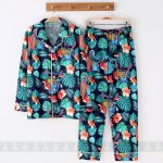 Stitch Aloha Satin Pajamas Set, Cute Tropical Satin Sleepwear, Vacation Pajama Gift - Image 4