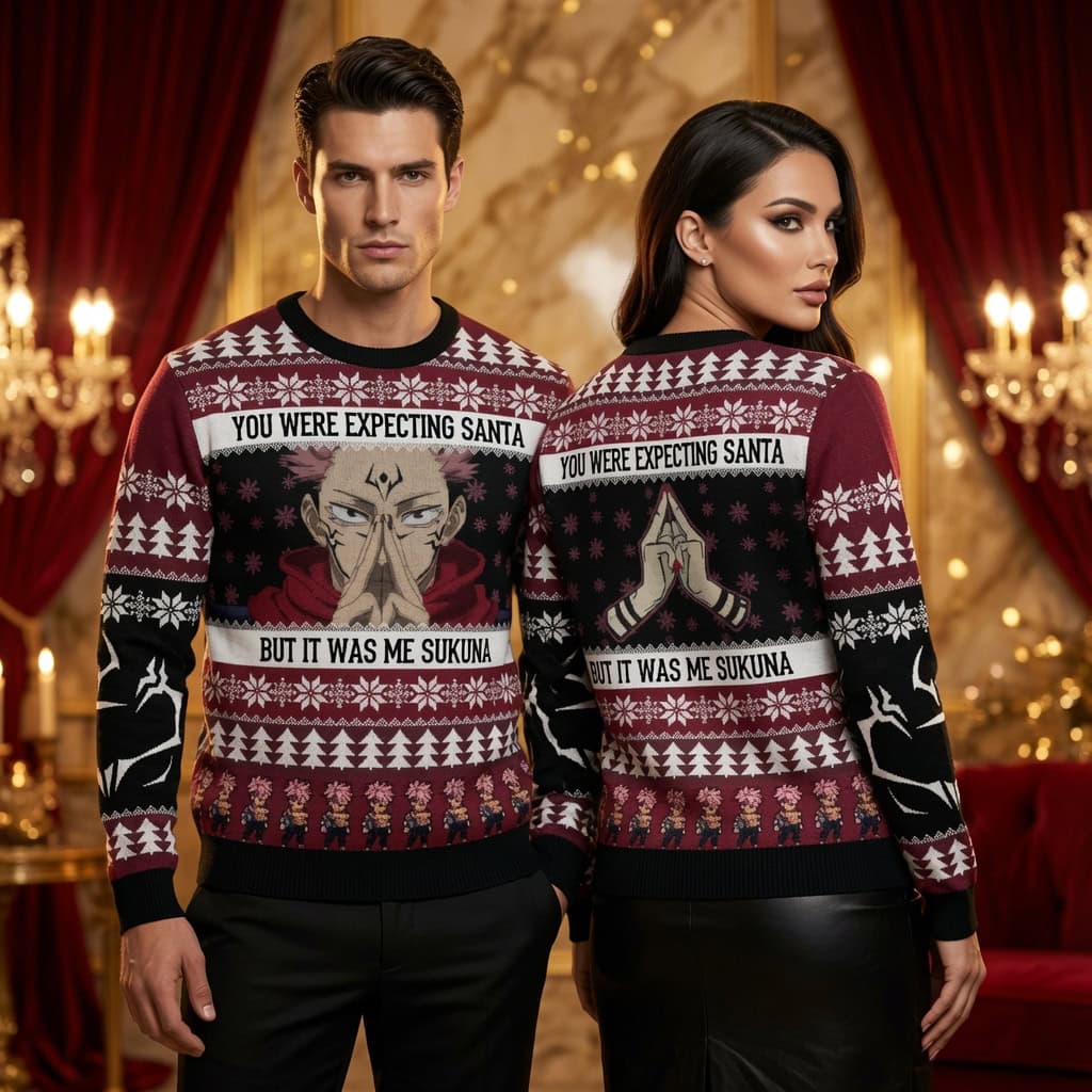 Sukuna Meme Ugly Christmas Sweater, Anime Holiday Party Sweatshirt