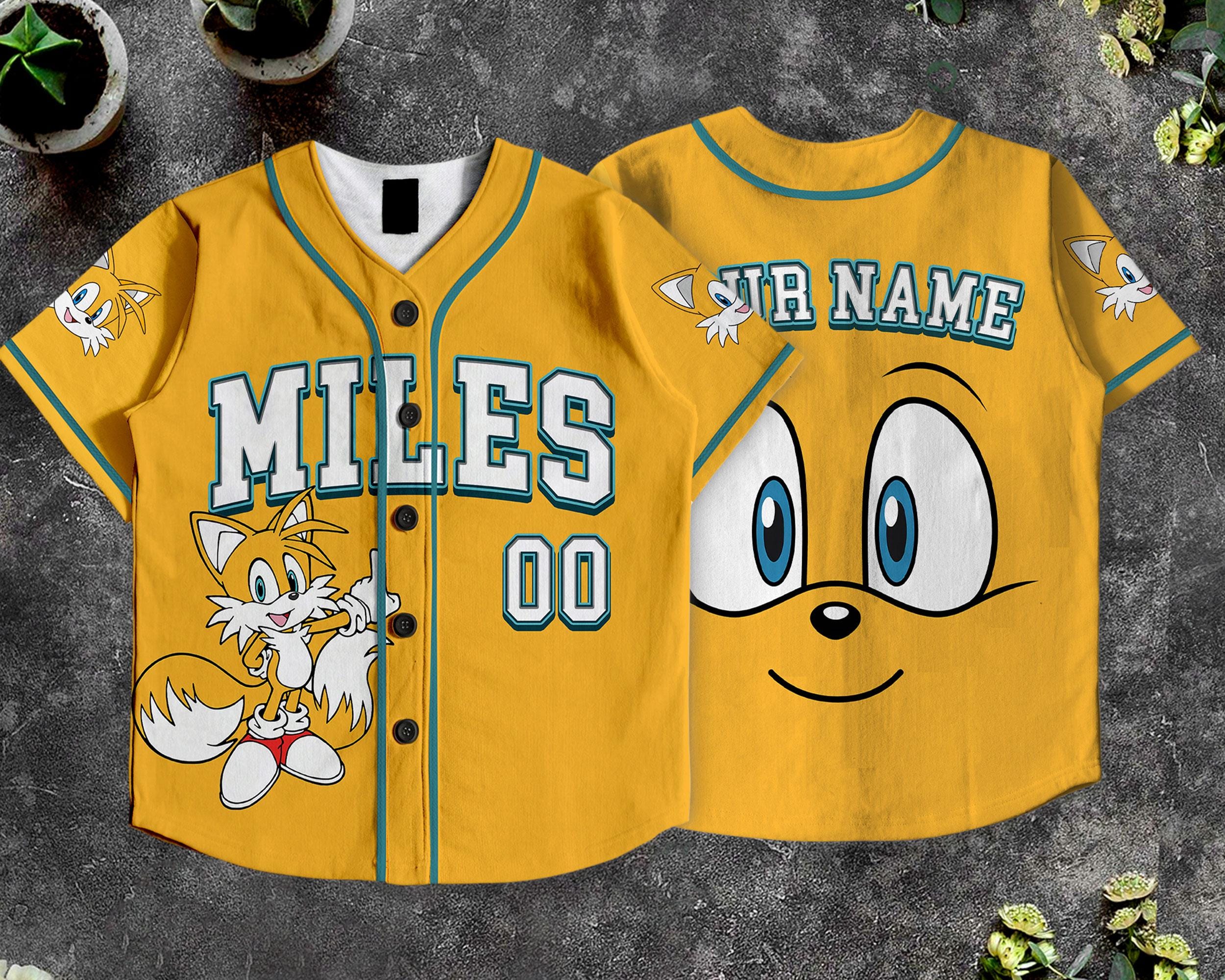 Tails Miles Baseball Jersey, Sonic Character Summer Vacation Apparel Tails Miles Baseball Jersey, SN Character Summer Vacation Apparel - Image 1