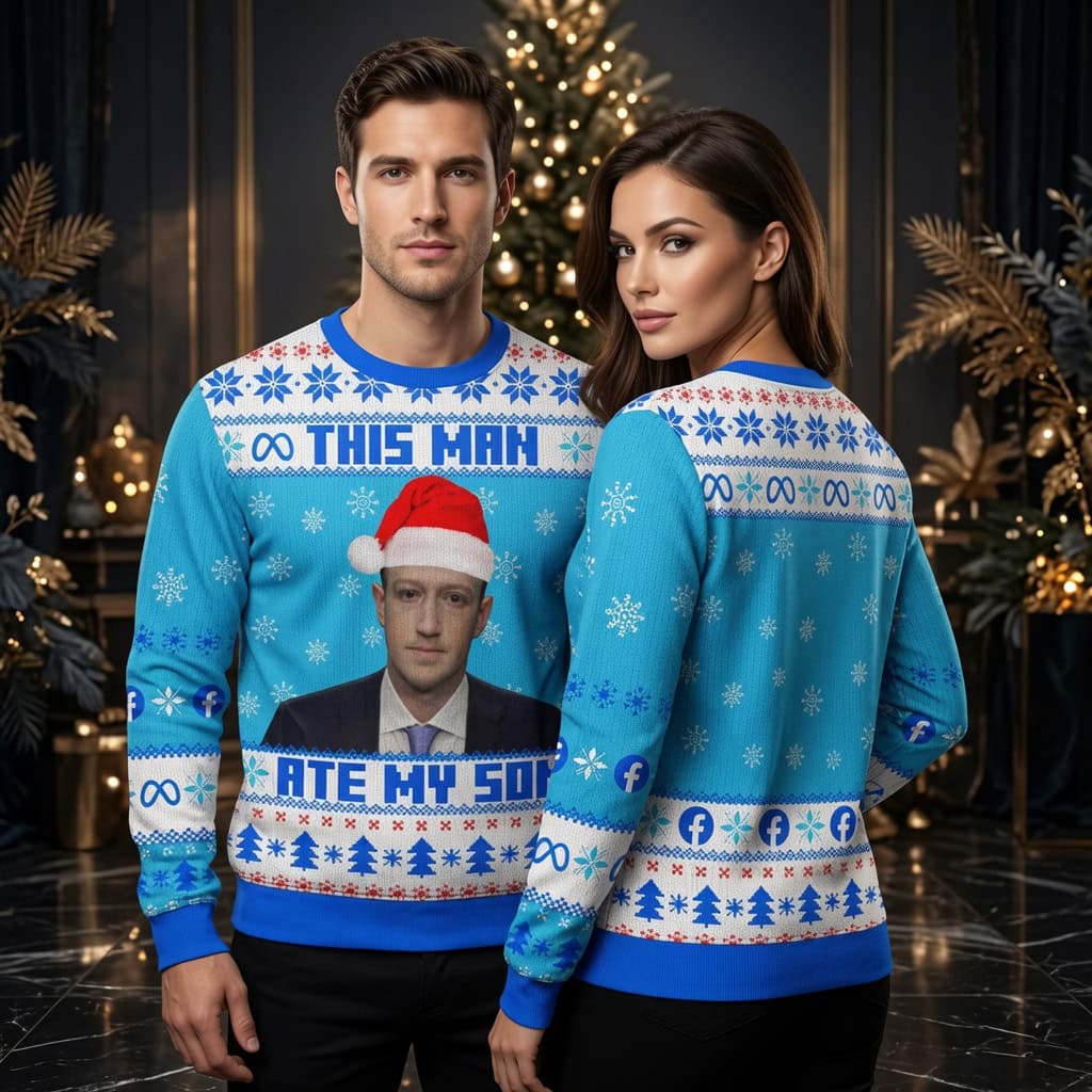 This Man Ate My Son Ugly Christmas Sweater - Mark Zuckerberg Funny Holiday Sweater