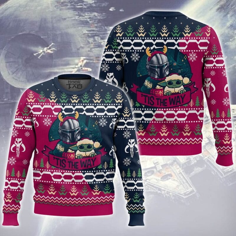 Tis The Way Ugly Christmas Sweater, Space Warrior And Baby Xmas Sweatshirt Tis The Way Ugly Christmas Sweater, Space Warrior And Baby Xmas Sweatshirt - Image 1
