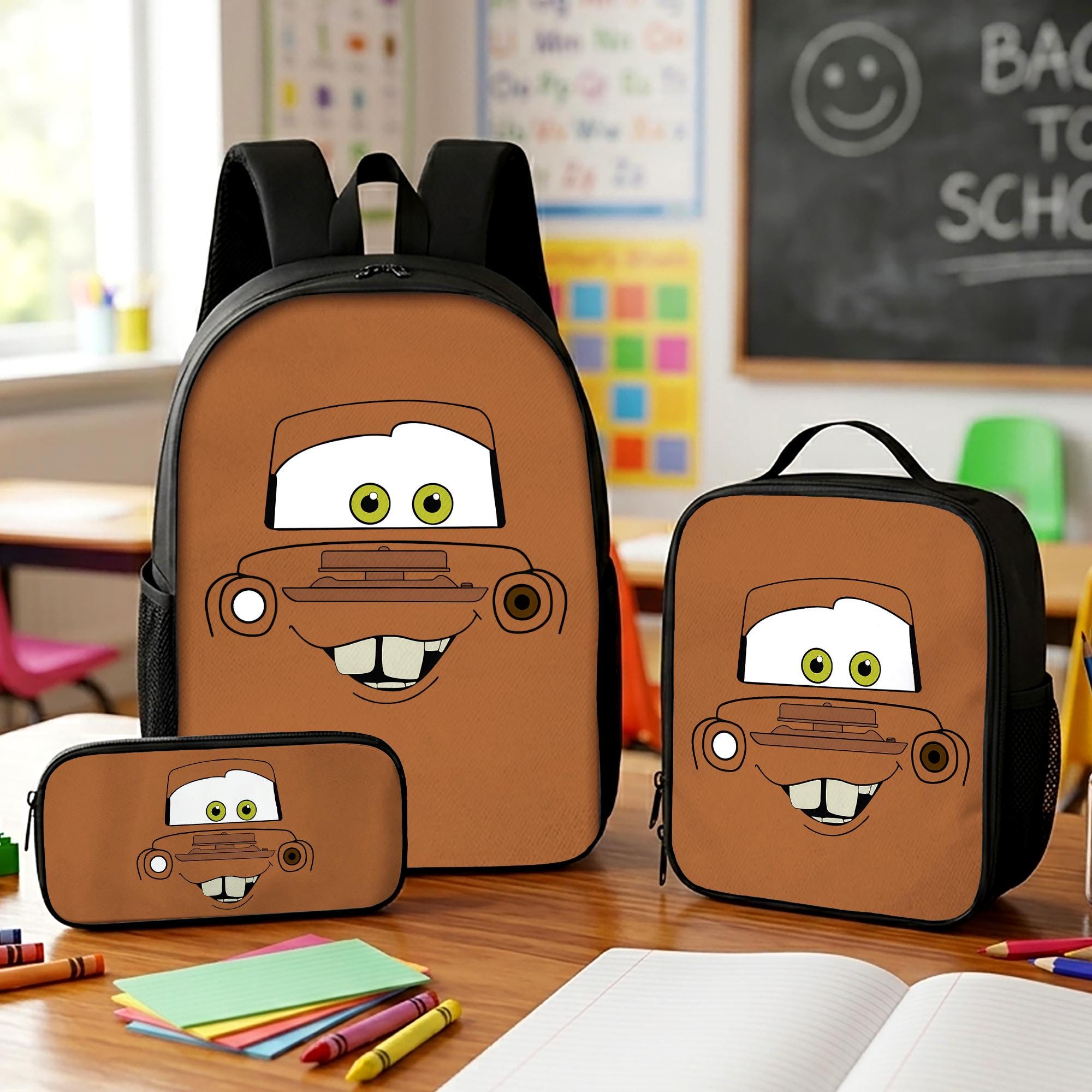 Tow Mater School Backpack Set, Toddler Lunch Bag and Pencil Case, Back to School Gift 4522758724 Tow Mater School Backpack Set, Toddler Lunch Bag and Pencil Case, Back to School Gift 4522758724 - Image 1