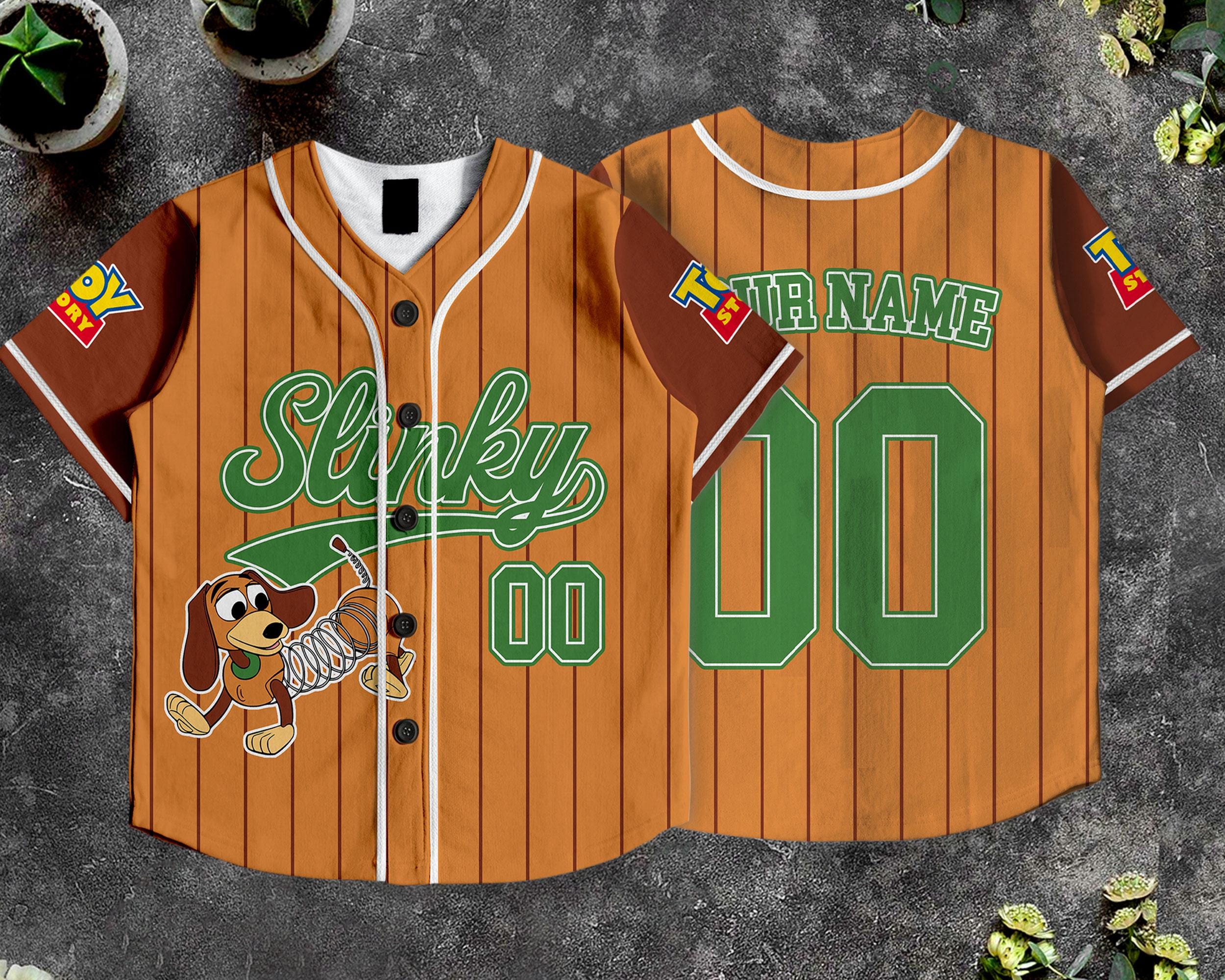 Toy Story Slinky Dog Baseball Jersey, Kids Youth Adult Varsity Summer Vacation Toy Story Slinky Dog Baseball Jersey, Kids Youth Adult Varsity Summer Vacation - Image 1