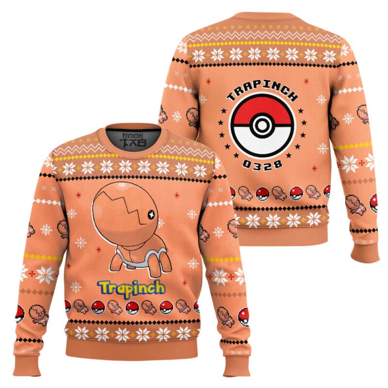 Trapinch Ugly Christmas Sweater, PKM Gen 3 Anime Xmas Sweatshirt