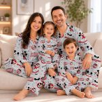Vintage 1955 Mouse Club Family Pajamas, Grey Classic Mouse Matching PJs, Matching Family Set - Image 2