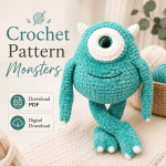 One-Eyed Monster Crochet Pattern PDF, Cute Amigurumi Plush Tutorial, Fantasy Creature Digital Download, Handmade Toy Pattern