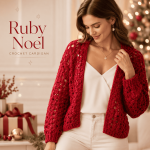 Red Crochet Cardigan Pattern PDF, Women’s Lace Holiday Sweater, Open Front Christmas Cardigan, Digital Download