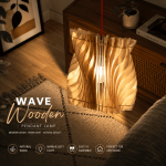 Wave Wooden Pendant Lamp | Laser Cut SVG Files | Modern Hanging Ceiling Lamp | Glowforge CNC | DIY Wood Lamp | Instant Download