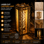 Laser Cut Lantern Lamp SVG, Wooden Lantern Template, Decorative Lantern SVG, Glowforge Files, CNC Laser Cut Files, DXF EPS AI PDF, Home Decor, Instant Download - Image 2