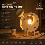 Wooden Sheep Night Lamp SVG | Laser Cut Nursery Lamp Template | 3D Rocking Sheep Lamp DXF | Glowforge LightBurn Files | Digital Download - Image 2