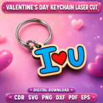 Valentine Keychain SVG, Love Heart Keychain Design, Laser Cut Keychain Template, DIY Valentine Gift, Digital Download File - Image 8