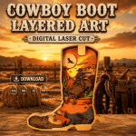 Cowboy Boots SVG Western Laser Cut File, Country Decor, Glowforge Multilayer