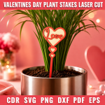 Valentine Plant Stakes SVG Files, Valentine's Day Garden Decor Laser Cut Template, Wooden Garden Marker, CNC Glowforge Cut File, Instant Download - Image 8
