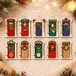 Christmas Door Ornament SVG Bundle, Holiday Door Hanger Cut Files, Christmas Wreath Decor, Layered Laser Cut Designs, Cricut Glowforge