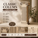 Classic Greek Column Laser Cut Files | Ionic Column SVG | 3D Pillar Model | CNC DXF AI EPS PDF | Glowforge Laser Cut | Digital Download