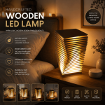 Modern Wooden LED Table Lamp | Handmade Geometric Wood Night Light | Minimalist Bedroom Bedside Lamp | Warm Ambient Home Decor | Digital Laser Cut Files