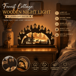 Forest Cottage Light Box SVG, Woodland LED Lamp Laser Cut Files, Cottage Night Light Template, Wooden Light Box SVG, Glowforge SVG, CNC DXF, Home Decor Gift, Digital Download, Instant Download