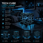 Tech Cube LED Lamp SVG, Cube LED Lamp Laser Cut Files, LED Cube Lamp SVG, Glow Cube Light DXF, CNC Laser Cut Template, Glowforge Files, Light Box Design, Digital Download