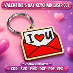 Valentine Keychain SVG, Love Heart Keychain Design, Laser Cut Keychain Template, DIY Valentine Gift, Digital Download File - Image 9