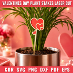 Valentine Plant Stakes SVG Files, Valentine's Day Garden Decor Laser Cut Template, Wooden Garden Marker, CNC Glowforge Cut File, Instant Download - Image 10
