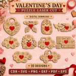 Valentine Love Puzzle, Couple Puzzle Gift, Heart Matching Puzzle, Romantic Anniversary Gift, Handmade Laser Cut Design