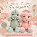 Dinosaur Crochet Pattern PDF, Cute Amigurumi Dino Duo, Beginner Friendly Plush Toy Tutorial, Digital Download