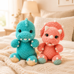 Dinosaur Crochet Pattern PDF, Cute Amigurumi Dino Duo, Beginner Friendly Plush Toy Tutorial, Digital Download - Image 4