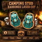 Campfire Stud Earrings SVG, Camping Laser Cut Earring Template - Image 11